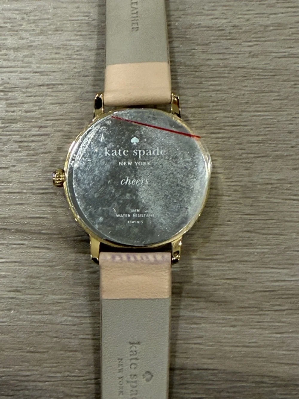 Kate Spade Metro Champagne Beige Leather Strap Gold Watch KSW9043